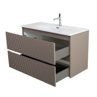 Тумба с раковиной BelBagno Uno-mini 100 подвесная, 2 ящика, матовая бежевая