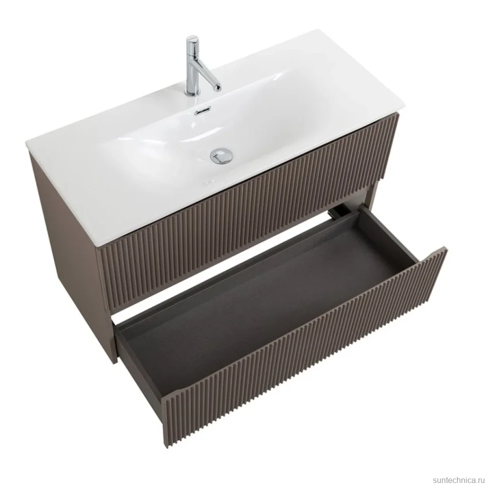 Тумба с раковиной BelBagno Uno-mini 100 подвесная, 2 ящика, матовая бежевая