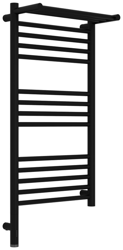 Полотенцесушитель электрический Сунержа Богема 3.1 31-6006-8040 90x45 см, подключение слева, матовый черный, лесенка, с полкой