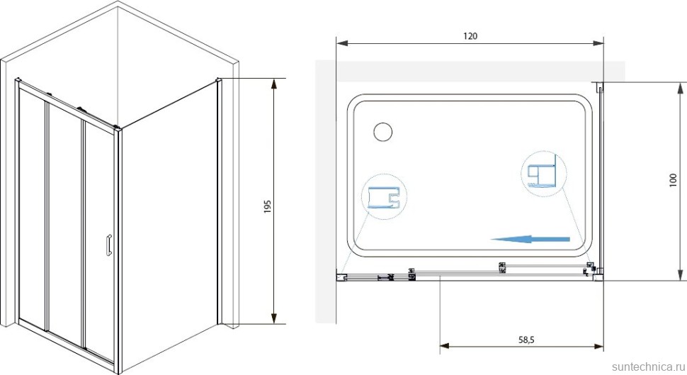 Душевой уголок RGW Passage PA-73 120x100x195 прозрачный
