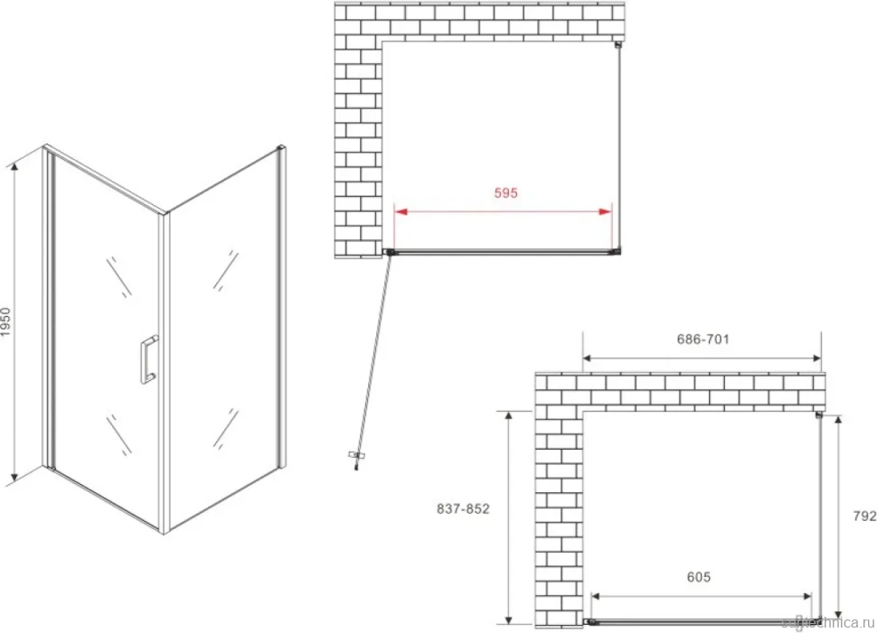 Душевой уголок Abber Sonnenstrand AG04070-S85 85x70, профиль хром, стекло прозрачное