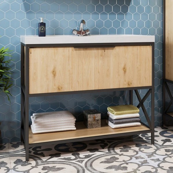 Тумба с раковиной Mixline Бруклин 100 дуб бунратти