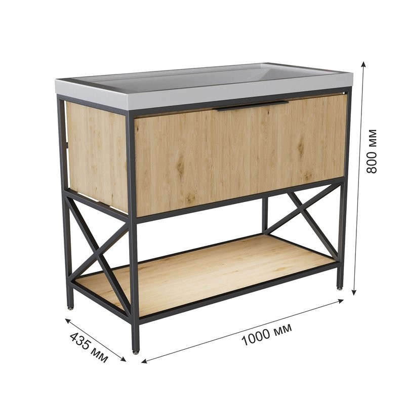 Тумба с раковиной Mixline Бруклин 100 дуб бунратти