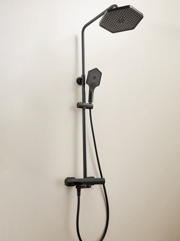 Душевая стойка Haiba HB24726-7 с термостатом, черная
