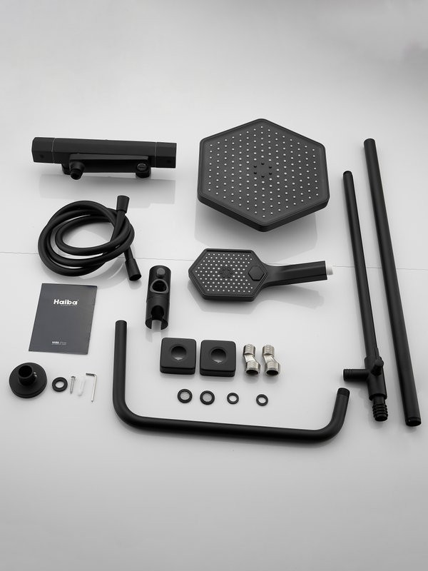 Душевая стойка Haiba HB24726-7 с термостатом, черная