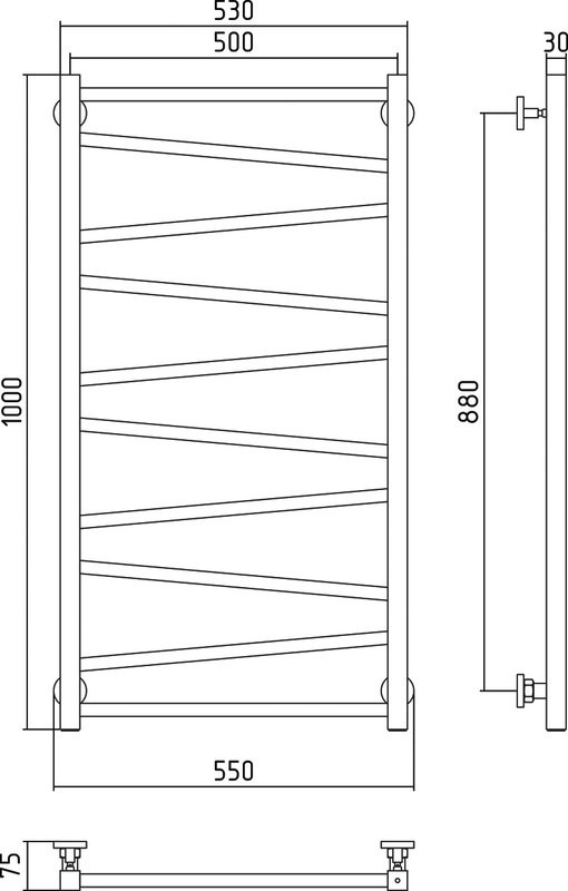 Полотенцесушитель водяной Сунержа Сирокко 100x50, белый матовый