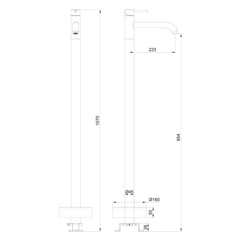 Напольный смеситель для раковины Wonzon & Woghand Stick WW-88649905-MB черный матовый
