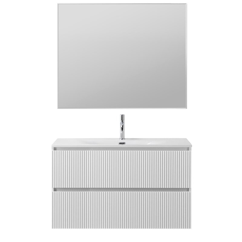 Мебель для ванной комнаты BelBagno Uno 100 подвесная, 2 ящика, bianco opaco