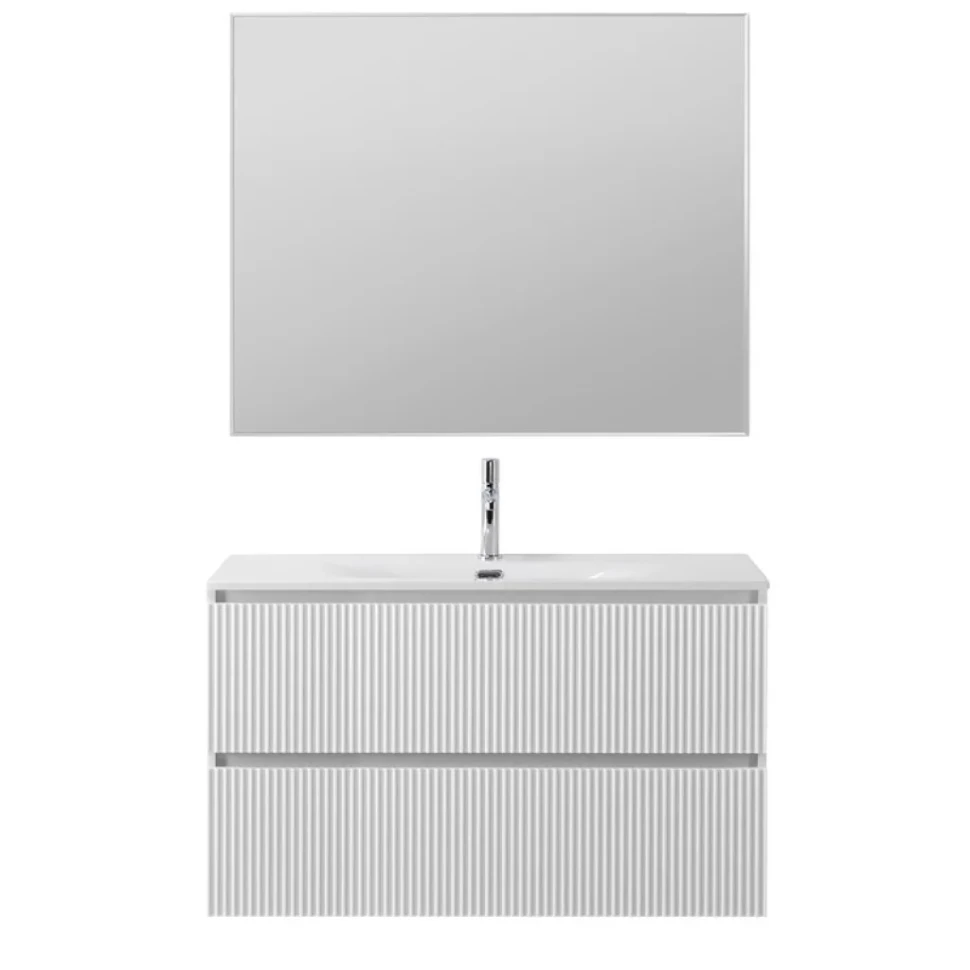 Мебель для ванной комнаты BelBagno Uno 100 подвесная, 2 ящика, bianco opaco