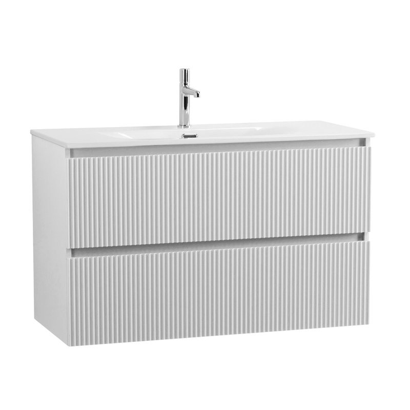 Мебель для ванной комнаты BelBagno Uno 100 подвесная, 2 ящика, bianco opaco