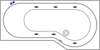 Акриловая ванна Excellent Be Spot Soft R 160x80 см, угловая, правая, встраиваемая, с гидромассажем, белая, асимметричная, с каркасом, со сливом-переливом, фурнитура золото