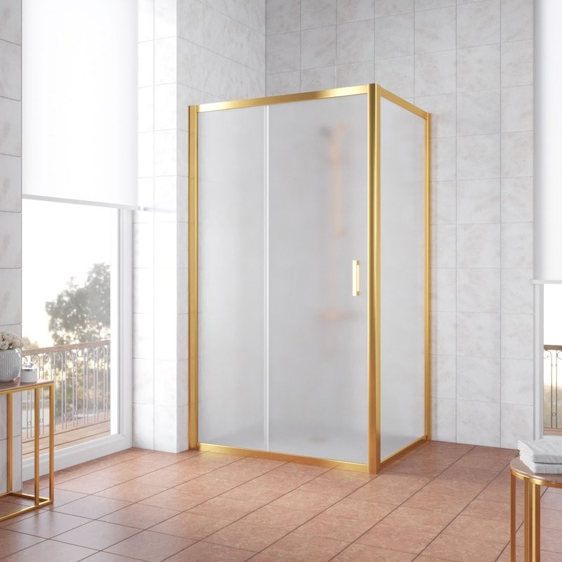 Душевой уголок Vegas Glass ZP+ZPV Tur Novo 100*90 09 10 профиль золото, стекло сатин