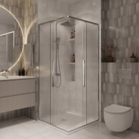 Душевой уголок Niagara Nova NG-3624-34 100x100, профиль хром, стекло шиншилла