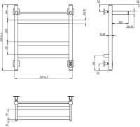 Полотенцесушитель электрический Grota Tela 530х600 NM EL 60x55 см, подключение справа, слева, скрытое подключение справа, матовый хром, лесенка, с полкой