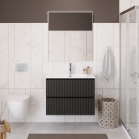 Мебель для ванной комнаты BelBagno Uno 90 подвесная, 2 ящика, матовая темно-серая