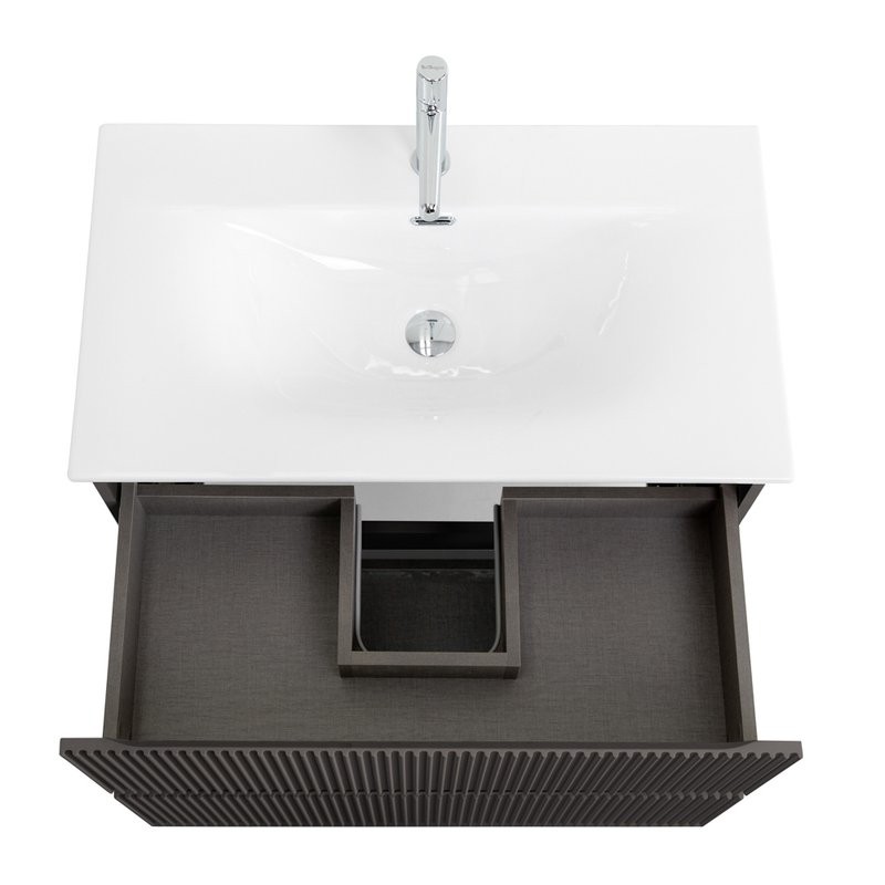 Мебель для ванной комнаты BelBagno Uno 90 подвесная, 2 ящика, матовая темно-серая