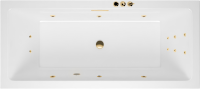 Акриловая ванна Excellent Heaven Slim Smart 180x80 см, встраиваемая, с гидромассажем, белая, с каркасом, со сливом-переливом, фурнитура золото