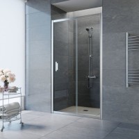 Душевая дверь в нишу Vegas Glass ZP Tur Novo 155 08 01 155 см, профиль глянцевый хром, стекло прозрачное