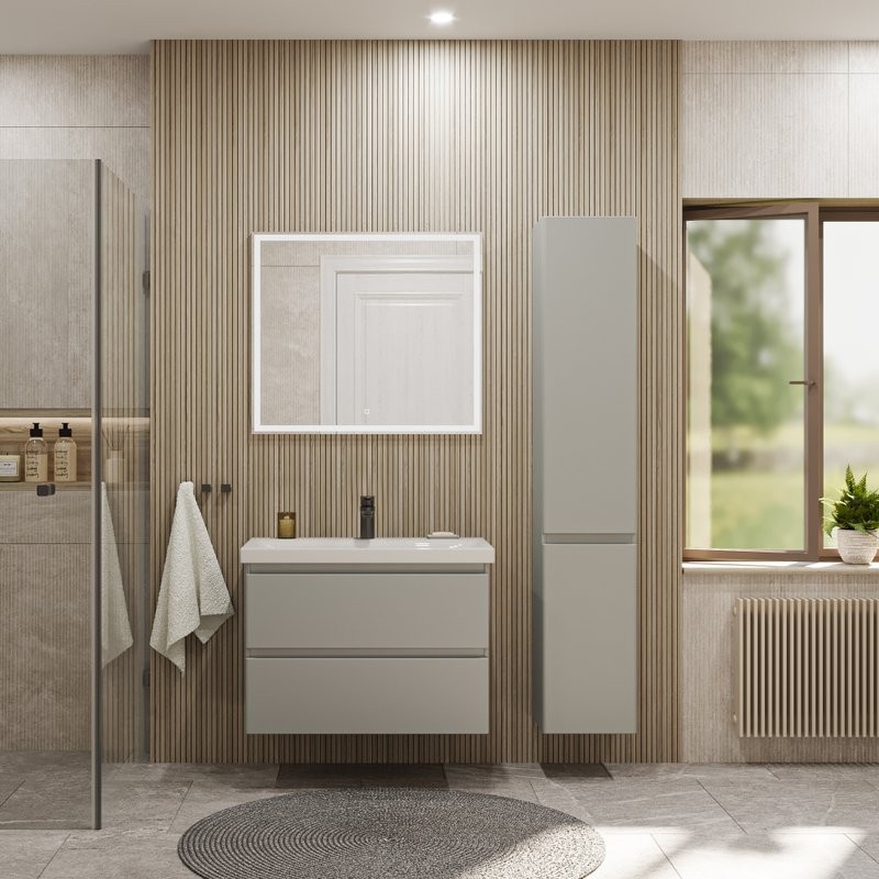 Тумба с раковиной SanStar Riana 80 подвесная, grey, раковина Moduo 80