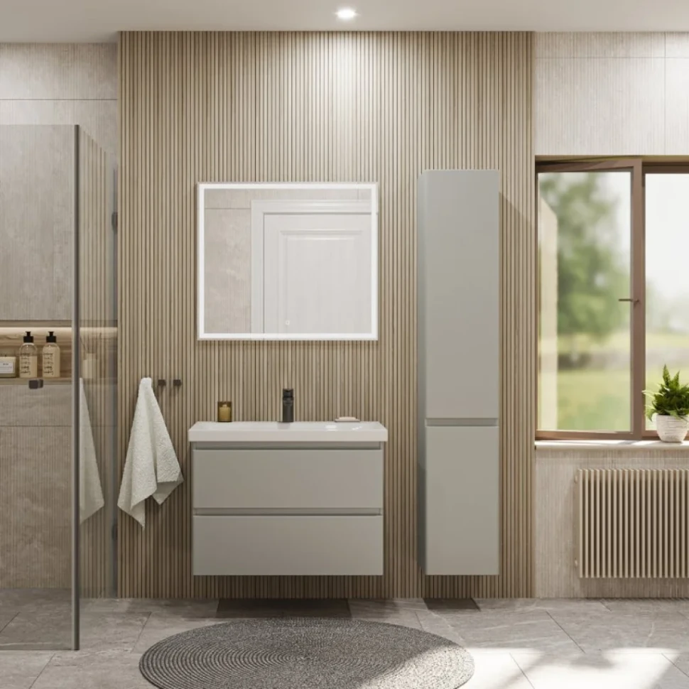 Тумба с раковиной SanStar Riana 80 подвесная, grey, раковина Moduo 80