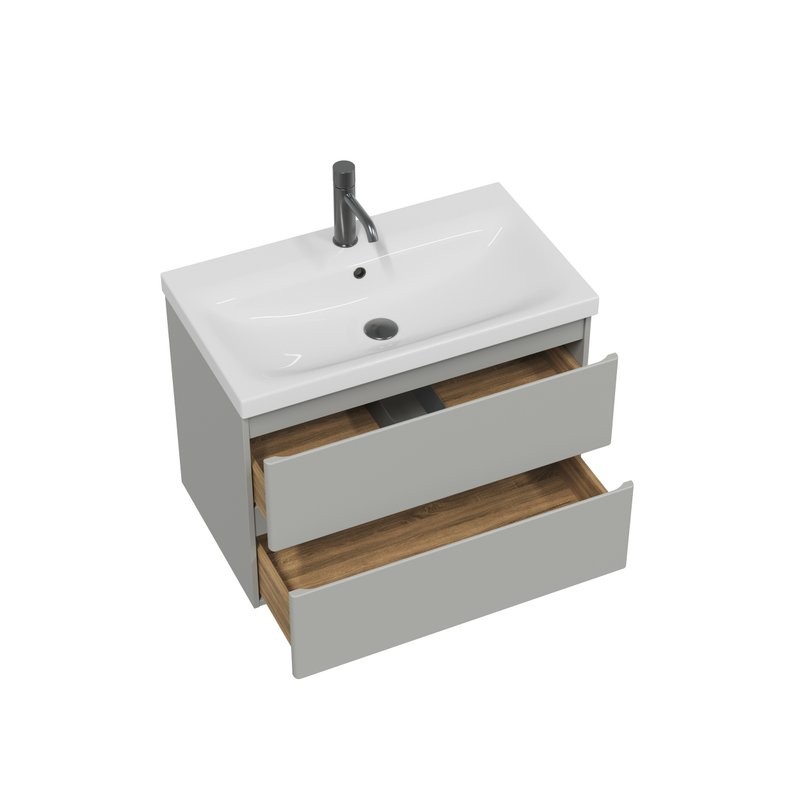 Тумба с раковиной SanStar Riana 80 подвесная, grey, раковина Moduo 80