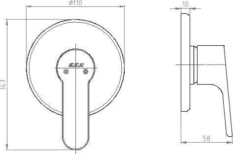 Встраиваемый смеситель для душа и ванны E.C.A. Luna 102167106EX-Y хром