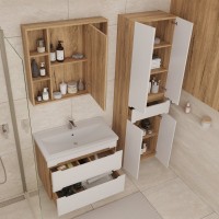 Шкаф-пенал для ванной SanStar Diva 50 матовый белый, дуб вотан