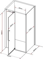 Душевой уголок Black&White Stellar Wind S818 CC 100х80, профиль хром, стекло прозрачное