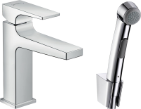 Смеситель для раковины Hansgrohe Metropol 32522000 с гигиеническим душем, с донным клапаном Push-Open