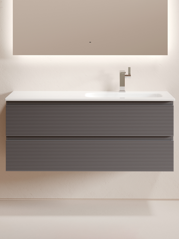 Тумба с раковиной Sancos Folk 120 R подвесная, 2 ящика, grey soft