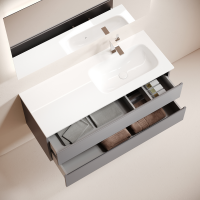 Тумба с раковиной Sancos Folk 120 R подвесная, 2 ящика, grey soft