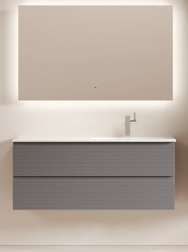 Тумба с раковиной Sancos Folk 120 R подвесная, 2 ящика, grey soft