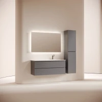 Тумба с раковиной Sancos Folk 120 R подвесная, 2 ящика, grey soft