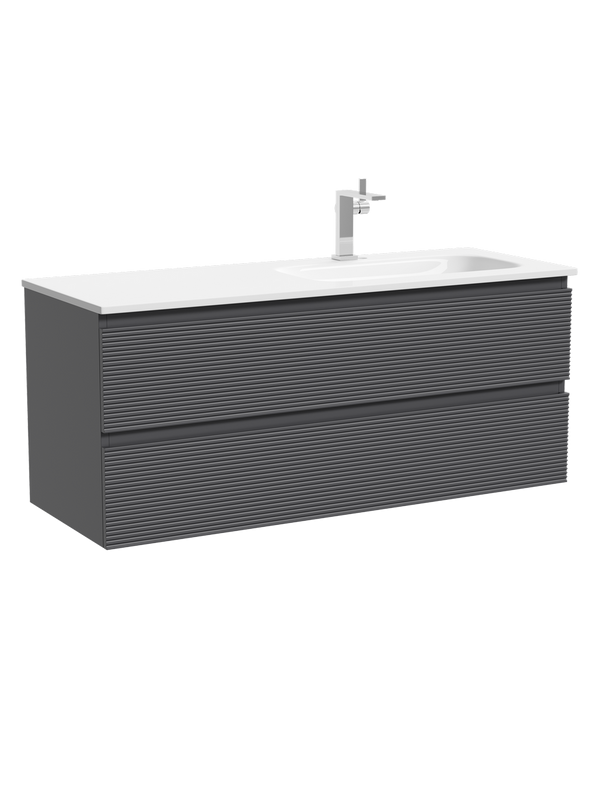 Тумба с раковиной Sancos Folk 120 R подвесная, 2 ящика, grey soft