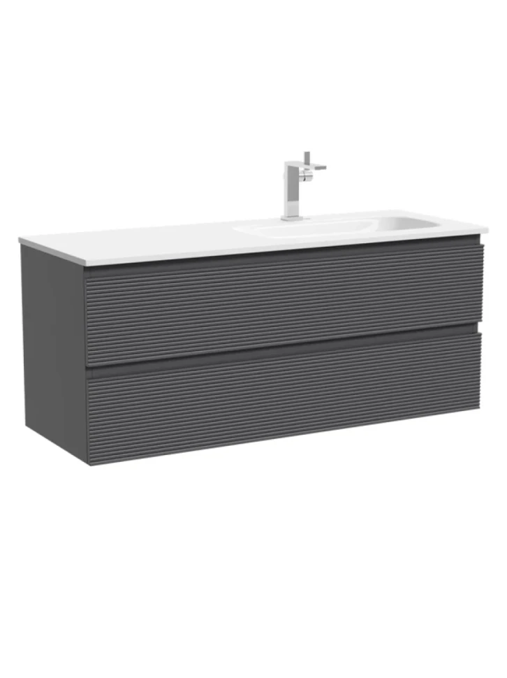 Тумба с раковиной Sancos Folk 120 R подвесная, 2 ящика, grey soft