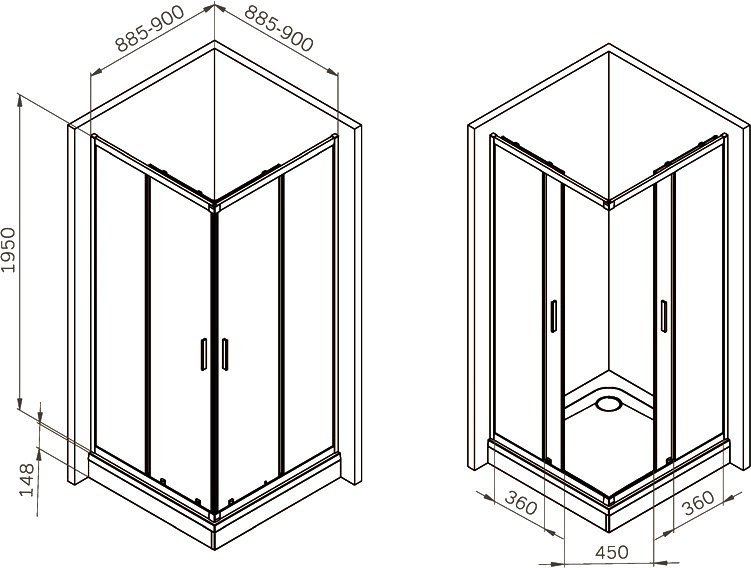 Душевой уголок AM.PM Gem W90G-403-9090BT 90х90 см
