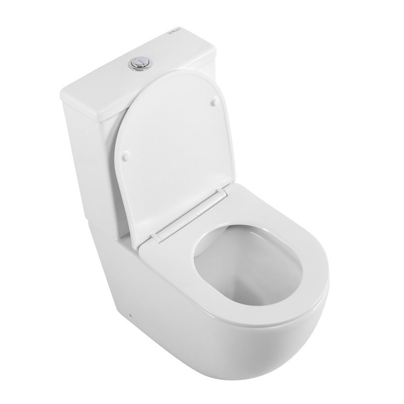 Унитаз-компакт напольный BelBagno Amanda BB051CPR BB089SC с микролифтом, безободковый, глянцевый белый