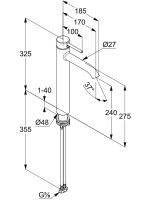 Смеситель для раковины Kludi Bozz 38286N576 брашированный никель PVD Смеситель для раковины Kludi Bozz 38286N576 брашированный никель PVD