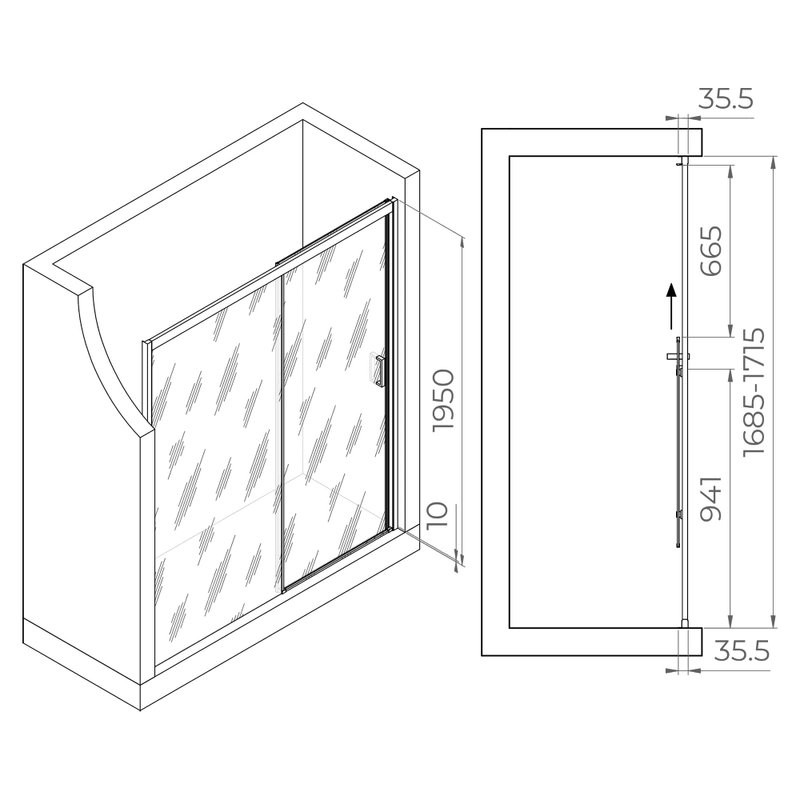 Душевая дверь в нишу RGW Passage PA-017 170х195, профиль хром