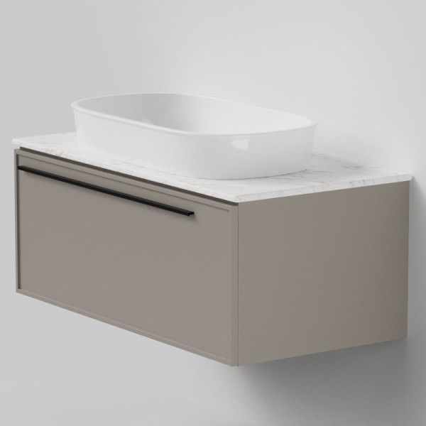 Тумба под раковину со столешницей La Fenice Elba 90 подвесная, cappuccino, бежевая матовая, столешница белый мрамор