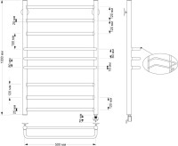 Полотенцесушитель электрический Secado Триест 4603777479138 105x55 см, подключение справа, бронза, лесенка, латунь