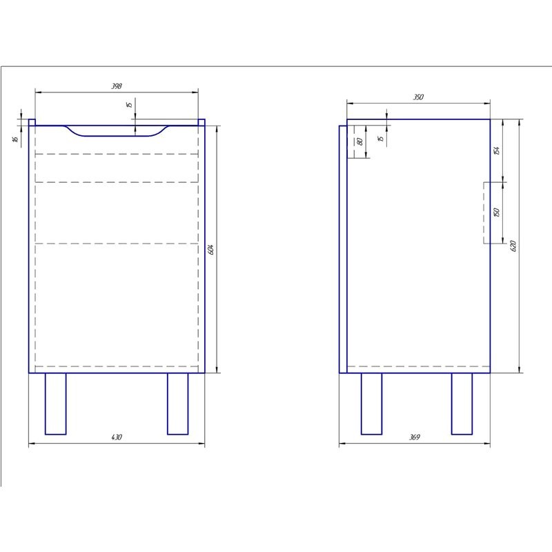 Тумба с раковиной Dreja Mini 50 подвесная, белый глянец