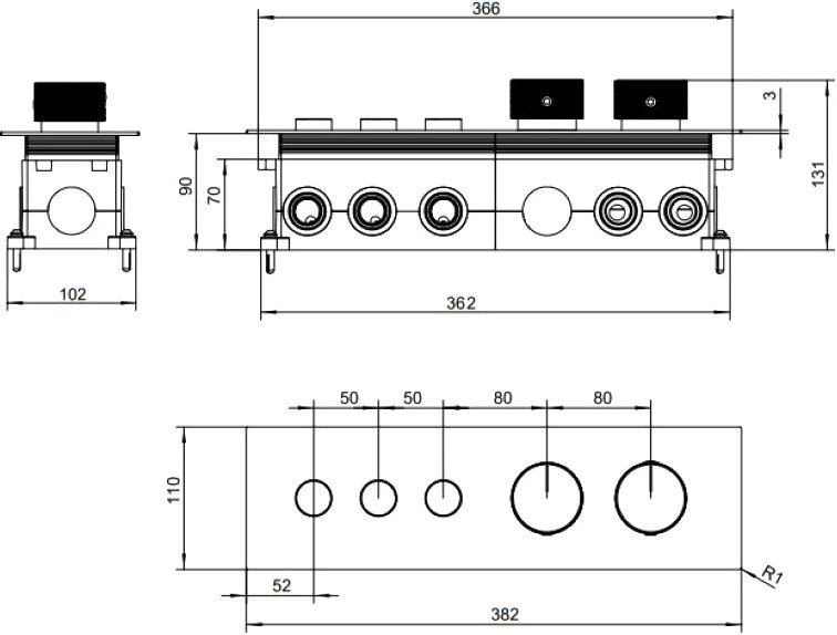 Термостатический смеситель встраиваемый Allen Brau Liberty 5.33003-31 С ВНУТРЕННЕЙ ЧАСТЬЮ, матовый черный