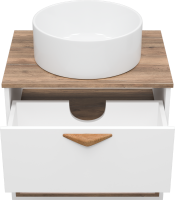 Тумба с раковиной Brevita Bergen 60 подвесная, с подсветкой, дуб галифакс олово, белый