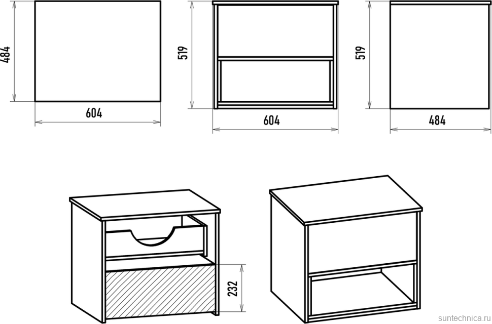 Тумба с раковиной Brevita Bergen 60 подвесная, с подсветкой, дуб галифакс олово, белый