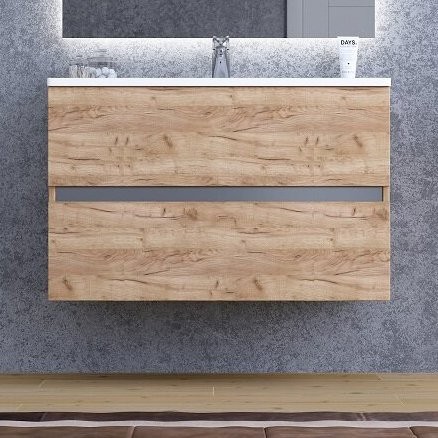 Тумба под раковину Sanvit Кубэ-2 80 подвесная, дуб