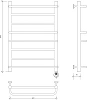 Полотенцесушитель электрический Secado Модена 2 85x55 см, подключение справа, матовый черный, лесенка