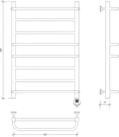 Полотенцесушитель электрический Secado Модена 2 85x55 см, подключение справа, матовый черный, лесенка