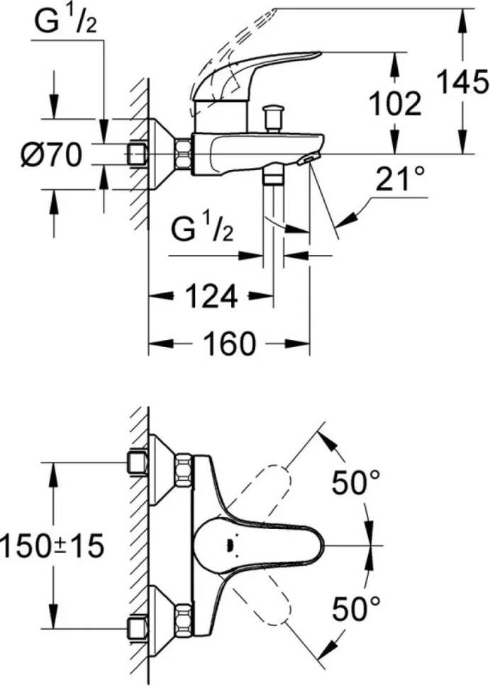 Смеситель для ванны с душем Grohe Euroeco 32743000