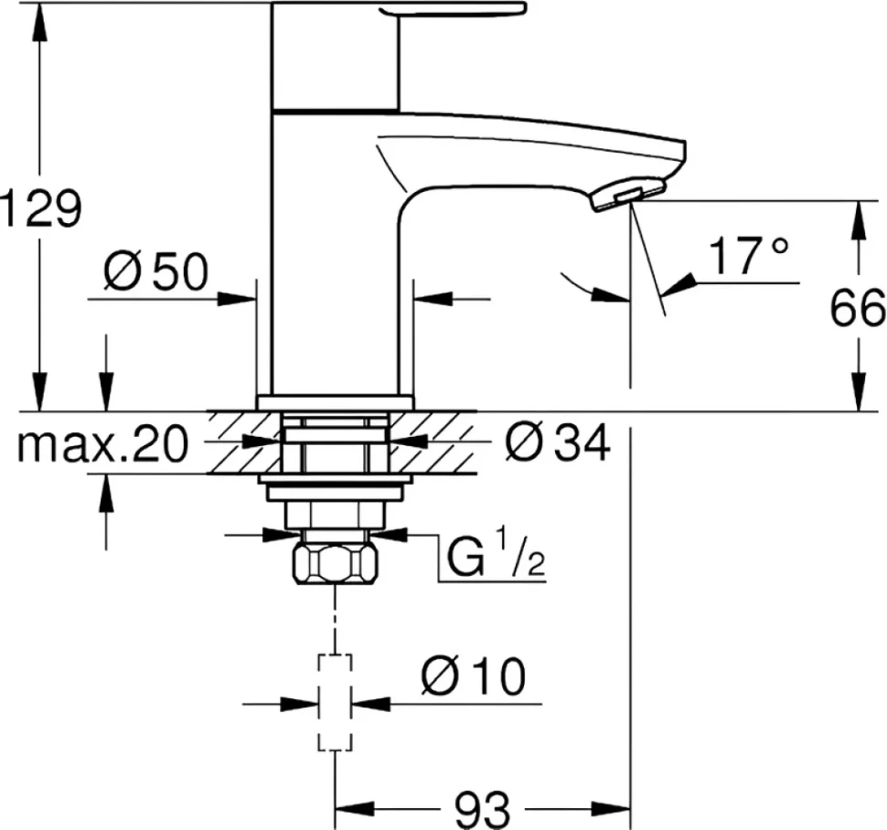 Кран Grohe Eurostyle Cosmopolitan 23039002 для раковины, хром